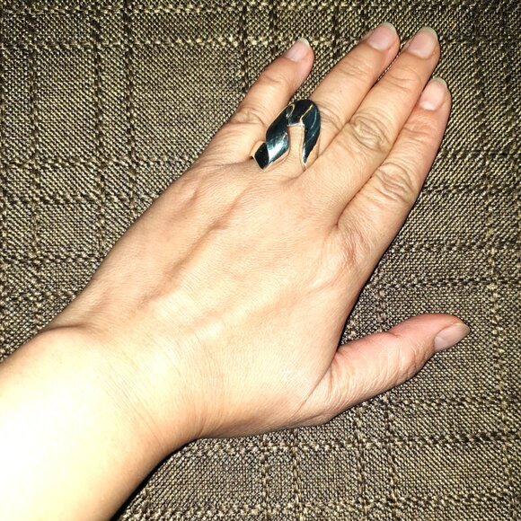 Bold Vintage Sterling Silver Open-Wave Modernist Ring – European Craftsmanship - Picture 4 of 14